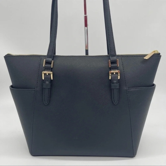 Michael Kors Charlotte Tote Bag Black Leather - Picture 4 of 9